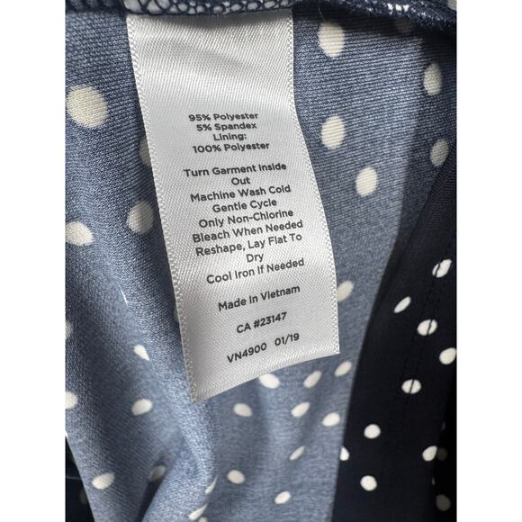 New Talbots Knit Jersey Faux-Wrap Dress Navy Blue White Polka Dot Sz 0X - Picture 5 of 6